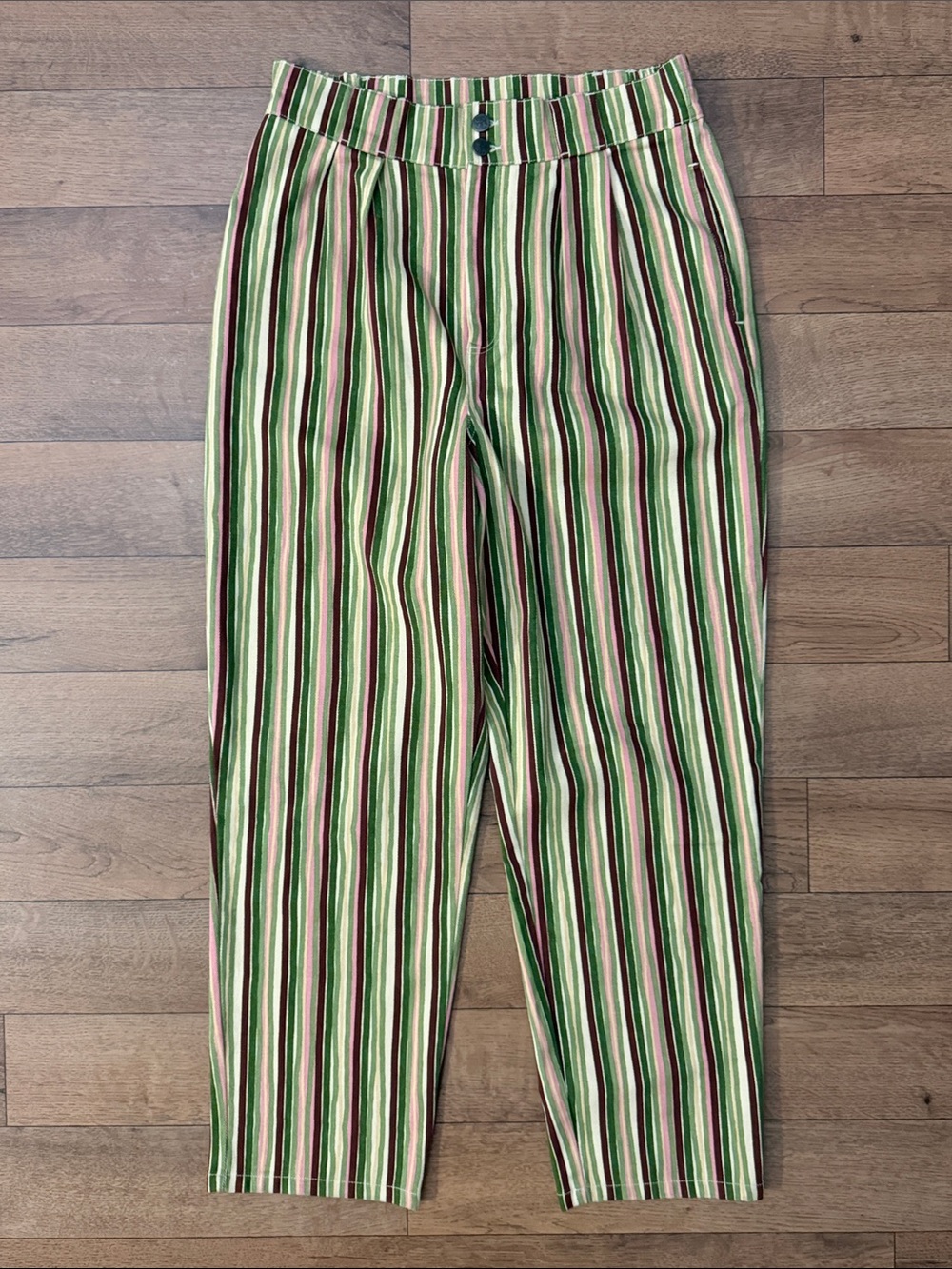 Lucy & Yak Size 32 Addison Tapered Twill Trouser Pants Colorful Stripes Bareback